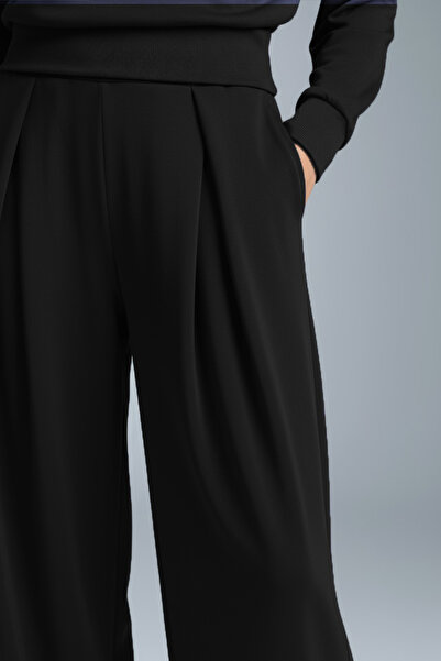 bilcee Women's Black Soft Textured Modal Cocoon Pants 4840