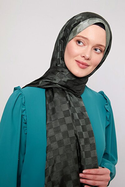 Levidor K.Yeşil Dama Desen Monogram Şal