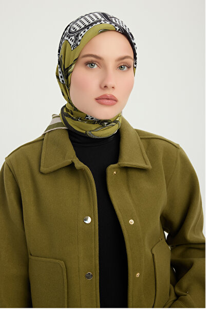 ipekistanbul Eșarfă cu model Vierra - Cresta Cavalerilor - Olive