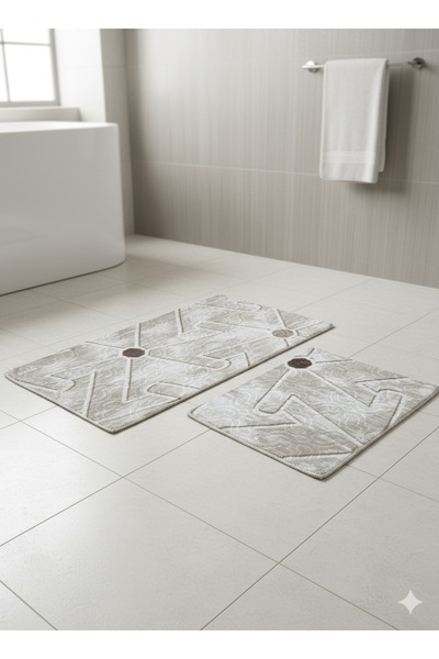 Truva Grup Set of 4 Non-Slip Bath Mats, 100% Polyester PP – 2x 50x80 cm + 2x40x50 cm