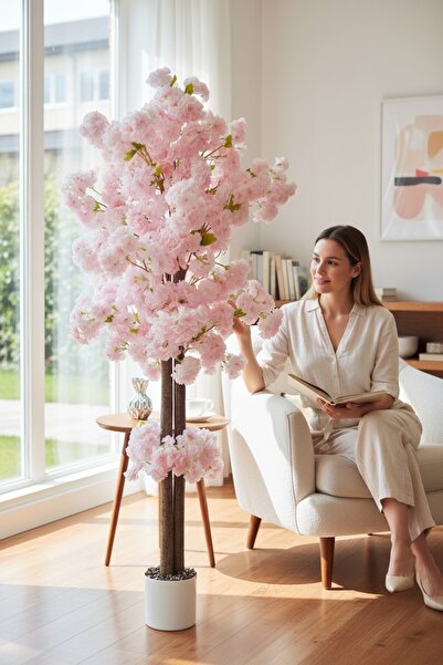 YAPAY ÇİÇEKÇİNİZ Λευκό χρώμα μπλε κοβαλτίου ιντσών 150 εκατοστά Τεχνητό ξύλο άνοιξης με πυκνά φύλλα