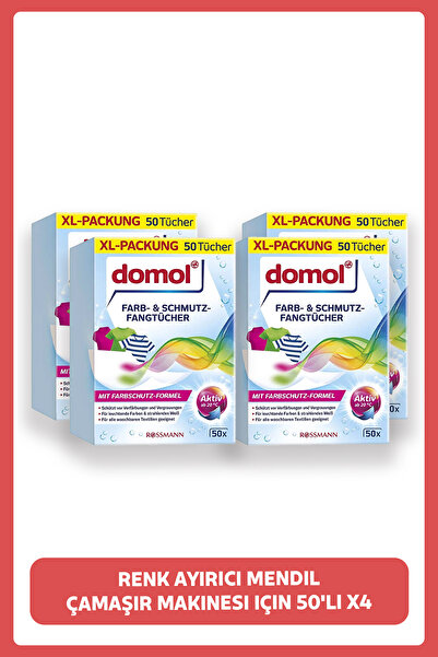 DOMOL مناديل فاصلة للألوان للغسالات 50 قطعة × 4