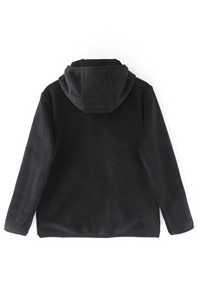 DobaKids Детско дебело поларно яке с качулка и цип, унисекс, черно, за училище, за момичета и момчета, детско кардиганче