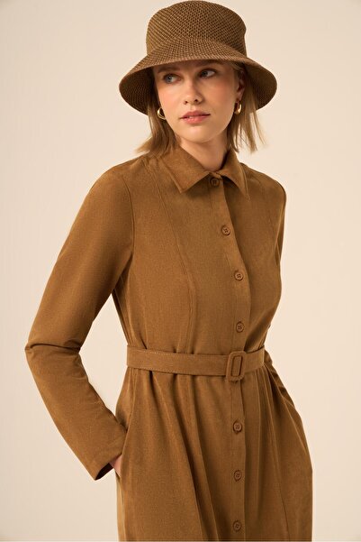 FTZ WOMEN ÖRME SÜET ELBİSE Kahve 31235