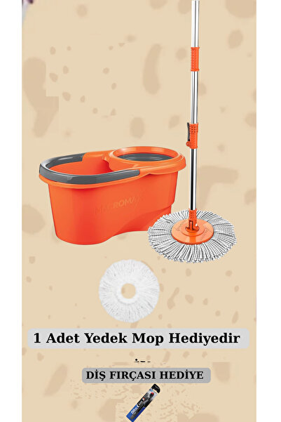 MACRO MAX Focus Döner Başlıklı Otomatik Temizlik Seti Kova Mop Seti Ve 1 Adet Yedek Mop