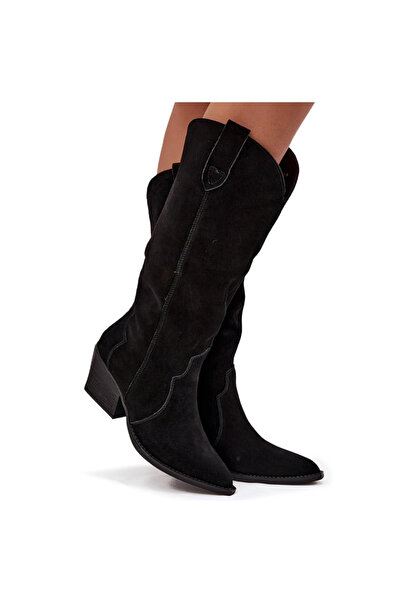 BOTO Cizme din piele nubuc pentru femei izolate negre Urselle 38