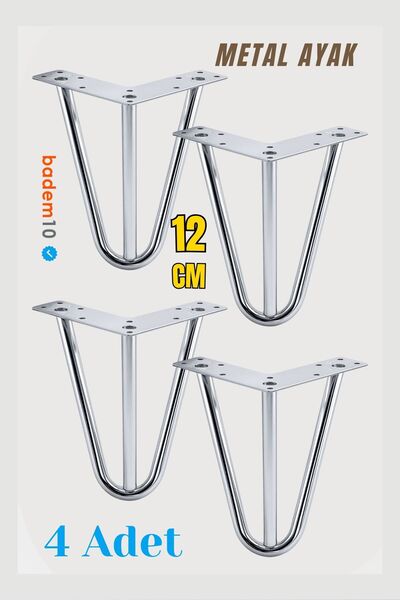 Badem10 Seagull 4Pcs 12cm Chrome Silver Metal Furniture Leg Triangle Modern Design Armchair Coffee Table Desk Tv Unit