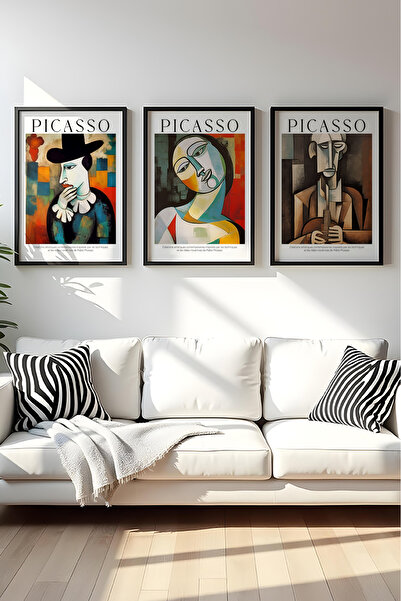 huhuli Ahşap Siyah Çerçeveli Pablo Picasso Tablo Seti Huhu542