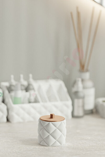 figurio مجموعة كويلتا / منظم حمام أنيق من القطن المبطن / مع غطاء