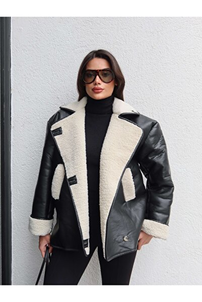 ESRAHELVACI Plush Detail Leather Jacket