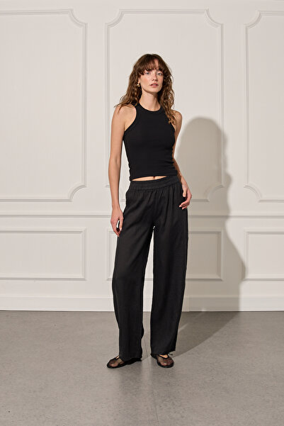 Beyyoglu %100 Keten Beli Lastikli Pantolon