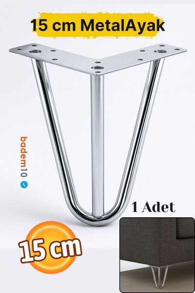Badem10 Seagull 15 cm Silver Chrome Metal Furniture Leg Triangle Modern Design Sofa Coffee Table Desk Tv Unit Compatible