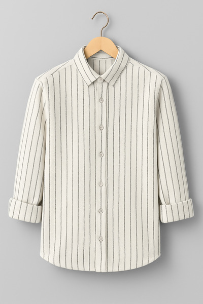 mavisima erkek giyimi Erkek Beyaz İnce Çizgili Oduncu Tarzı Gömlek – Rahat Kalıp Yeni Sezon Şık Kombin Trend