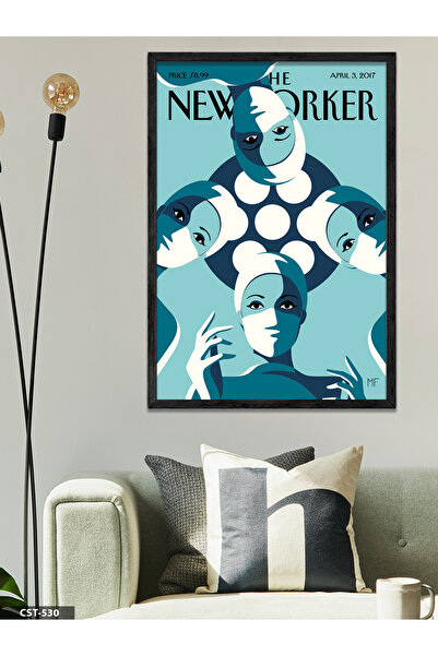 CeSht Poster iz časopisa The New Yorker, jednodijelna crna slika u drvenom ok...