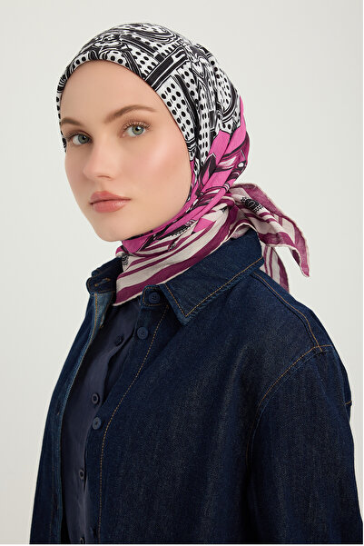 ipekistanbul Eșarfă cu model Vierra - Cresta Cavalerilor - Fuchsia