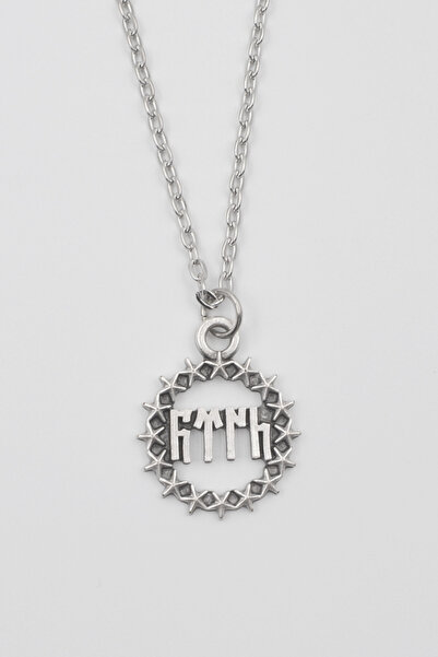 ıdr Göktürkçe Türk Yazılı ve Yıldızlı Kolye - Düz Ezme İthal Zincirli Unisex ...