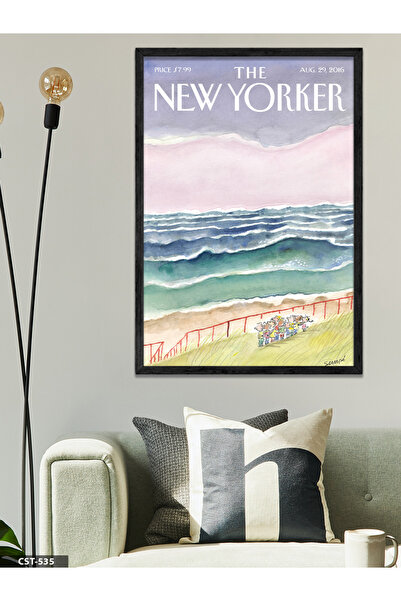 CeSht Poster iz časopisa The New Yorker, jednodijelna crna slika u drvenom ok...