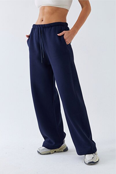 The Champ Clothing Γυναικείο σετ αθλητικής φόρμας oversized με φερμουάρ Navy Blue – Με φερμουάρ, με κουκούλα , Φαρδύ πόδι, 3 κλωστές και επένδυση fleece φλις