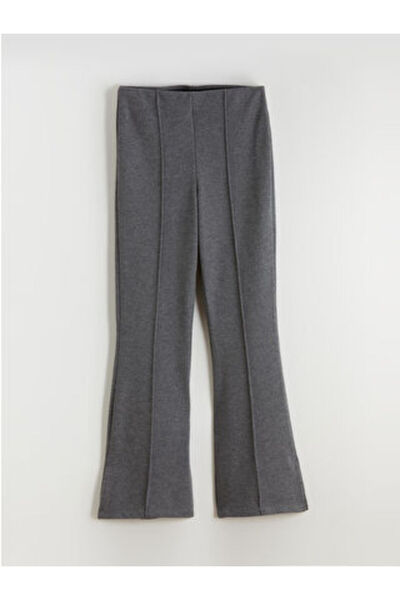 LC Waikiki Lcw Modest Anthracite Elastic Waist Flared Women's Trousers