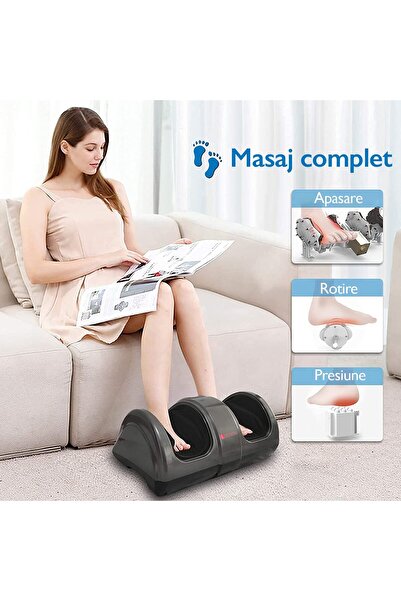 MACVI ® Foot Massager, 4 Modes, Heating, Adjustable Intensity, for Feet, Calves, Hands, Black.