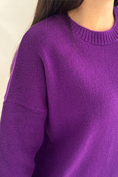 FEMELLE Women's Purple Oversized Knitwear Sweater Standard Size