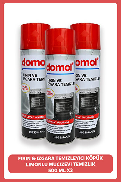 DOMOL Fırın & Izgara Temizleyici Köpuk Lımonlu Mucizevi Temizlik 500 ml (3 Adet)