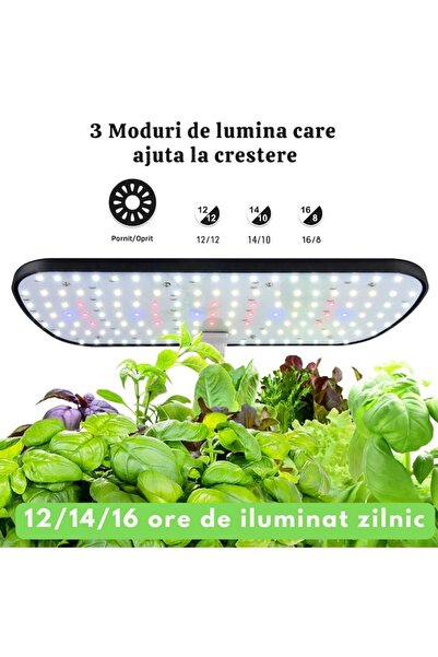 MACVI ® Hydroponic System, 12 Spots, 4L Reservoir, 20W LED, Complete Kit for Herbs & Veggies.