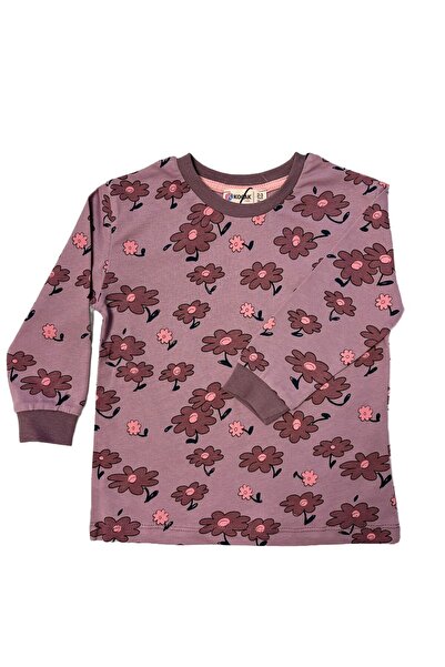 Koçak Kids Purple Pink Floral Cotton Girls' Pajamas with Elastic Waist