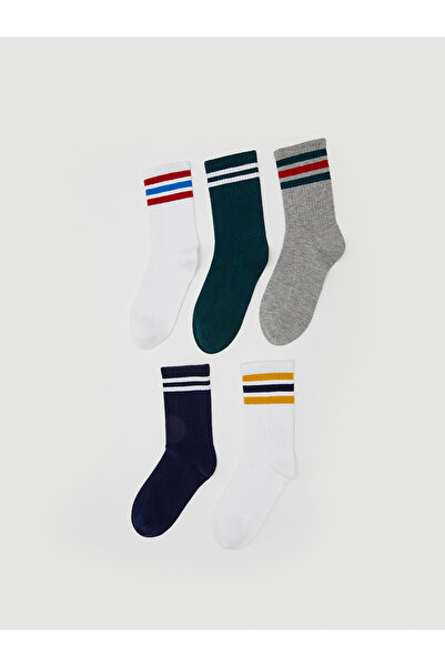 LC Waikiki LCW Детски чорапи до глезена с райета за момчета, комплект от 5