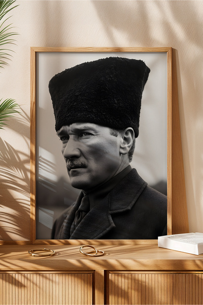 huhuli Mustafa Kemal Atatürk Baskılı Ahşap Çerçeveli Tablo Huhu507