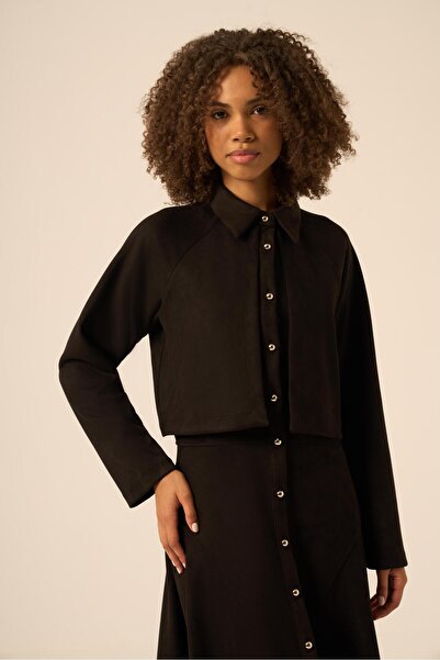 FTZ WOMEN Scuba Süet Bolerolu Elbise Siyah 31255