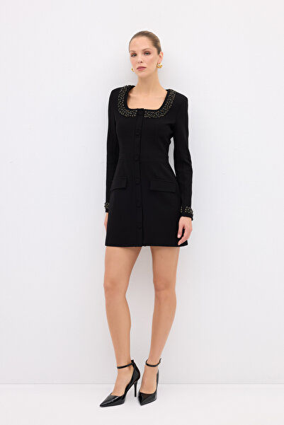 adL Mert Aslan Kare Yaka Mini Elbise