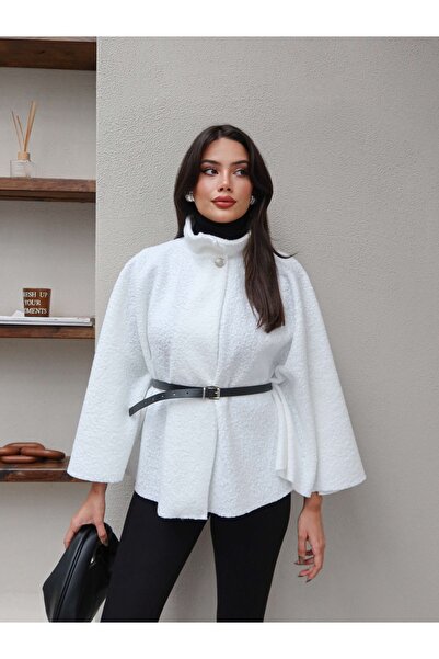 ESRAHELVACI Poncho din tweed cu centură