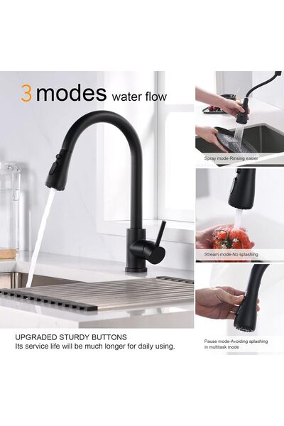 OEM Kitchen Sink Faucet with Retractable Sprayer, 360 Swivel, Stainless Steel, Matte Black