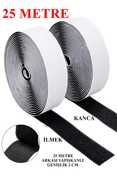 Kezban Tekstil 25 Metre Arkası Yapışkanlı SİYAH Cırt Cırtlı Bant Amerikan Fer...
