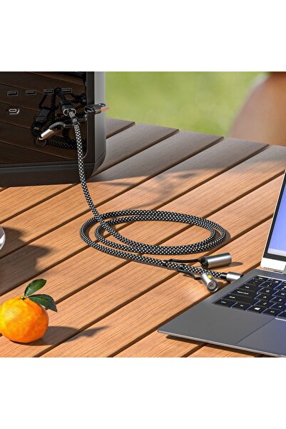 Green Lion 6-in-1 Charging Cable 1.2m, PD 60W, LED Light, Ignition, Charge & Sync – Gray