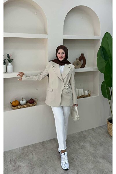 lurex moda Blazer Jacket with Side Belt Detail