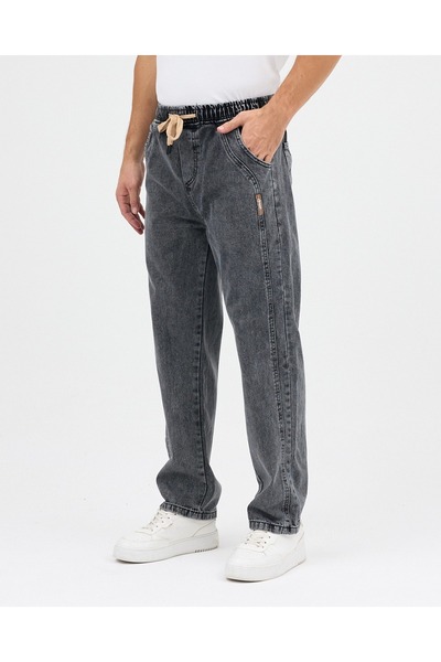 Osyday Erkek Baggy Rahat Kesim Beli Lastikli Düz Paça Pantolon