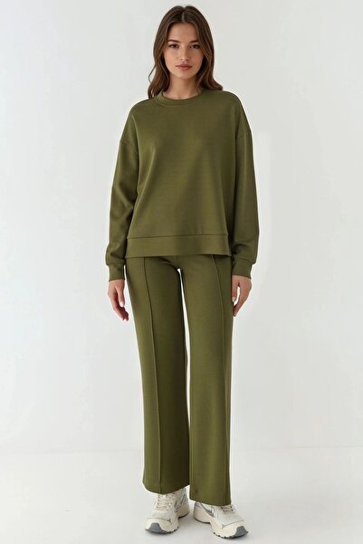 Hiccup Modal Touch Ribbed Detail Wide Leg Pants