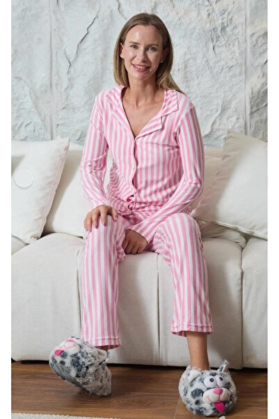 Pijamoni 5660 Suede Button-Down Shirt Pajama Set