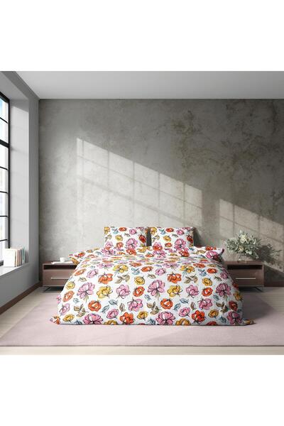Menderes Home Cotton Collection Ranforce Duvet Cover Set Flower Garden