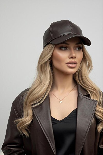 Goldmine Unisex Γνήσιο Δερμάτινο Καπέλο Καφέ