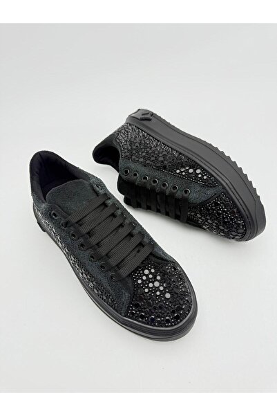 vanorio Süet Detaylı Full Taşlı Işıltılı Günlük Kadın Spor Ayakkabı