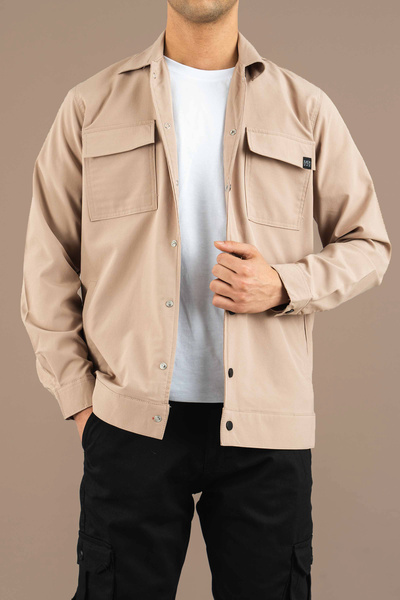 bombe Ανδρικό παλτό από ύφασμα αλεξίπτωτου με ελαφρύ πλαϊνές τσέπες που κλείνουν με κουμπώματα