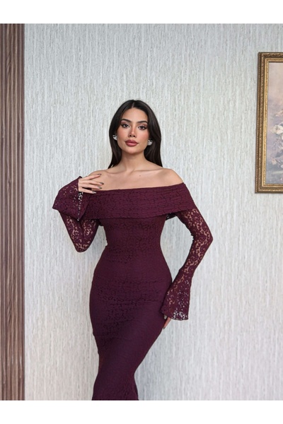 ESRAHELVACI Astarlı Madonna Yaka Elbise