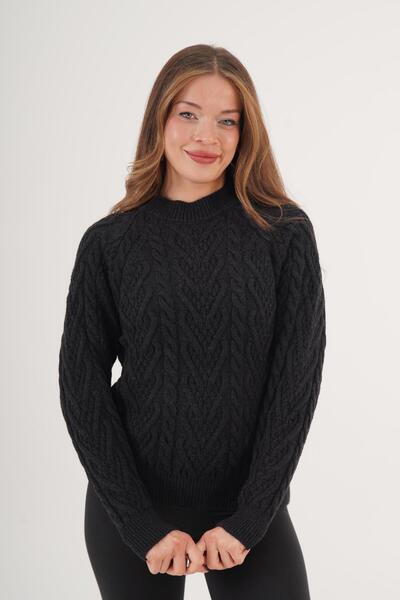 Hipo Trend Model de tricotat în spirală Pulover negru de tricotat