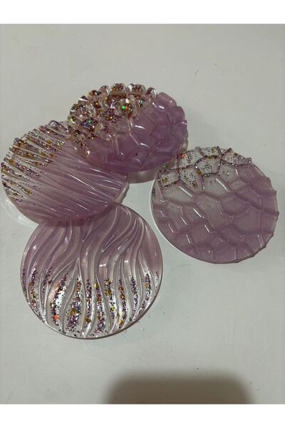 Pelince Set of 4 Epoxy Coasters |   Different Textured Design |   Coffee Pres...