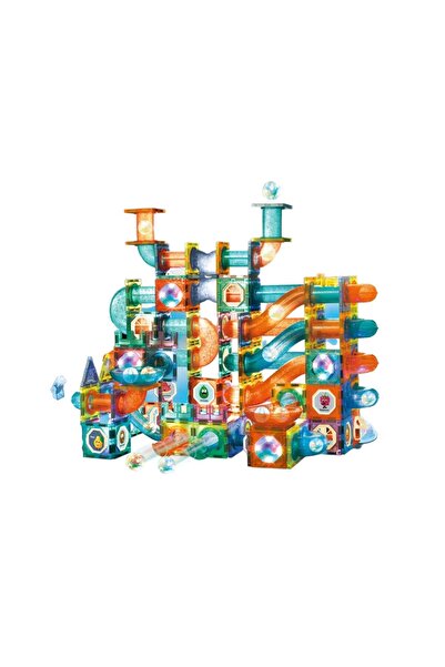 LUDIRO Μαγνητικά Μπλοκ STEAM 3D Εκπαιδευτικά, Κύκλωμα Μπάλας, Φώτα Led, 292 Τεμάχια, Πολύχρωμα