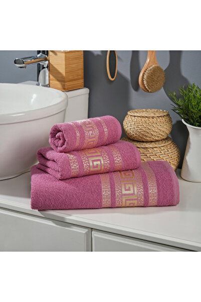 vita 3-Pc Turkish Cotton Towel Gift Set Lightweight & Soft Bath, Hand & Face Towels with Stylish Borders