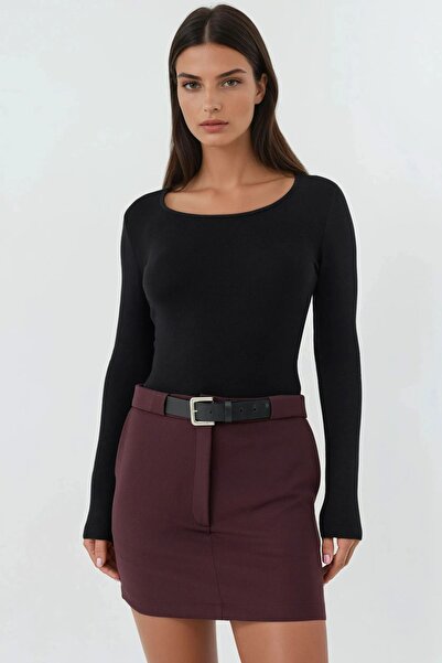 Hiccup Düz Yüksek Bel Mini Şort Etek